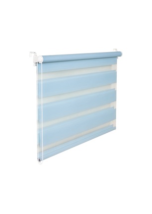 Doppelrollo Duorollo 110 cm breit 200 cm lang hellblau blau inkl. Seilzug Fensterrollo Klemmrollo Ja