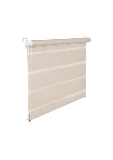 Doppelrollo Duorollo 85 cm breit 200 cm lang natur beige inkl. Seilzug Fensterrollo Klemmrollo Jalou