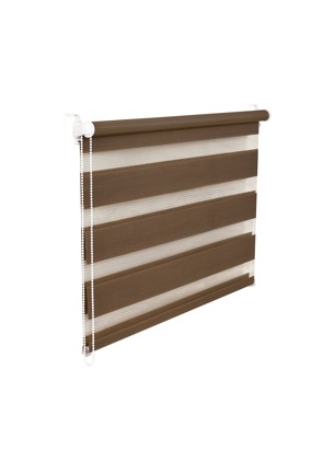 Doppelrollo Duorollo 85 cm breit 150 cm lang hellbraun mocca inkl. Seilzug Fensterrollo Klemmrollo J