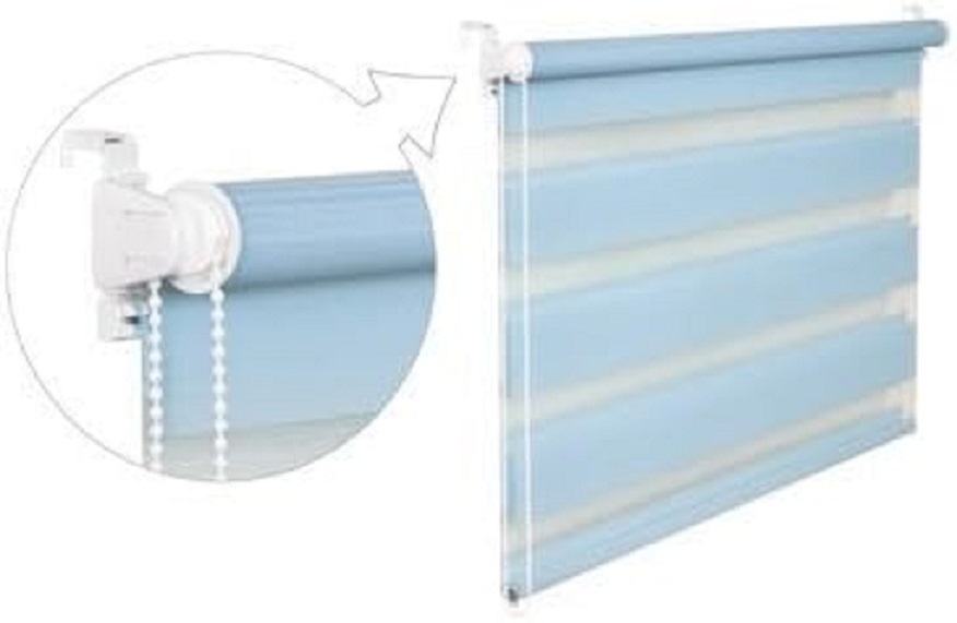 Doppelrollo Duorollo 45 cm breit 200 cm lang hellblau blau inkl. Seilzug Fensterrollo Klemmrollo Jal