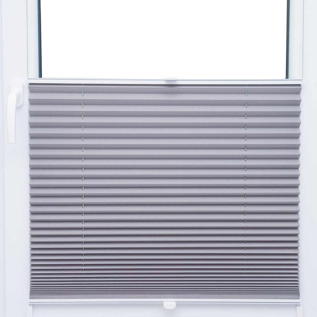 3666_0uEV0PZhmpZMV7 Thermo Black Out Plissee 115x120 cm hellgrau silber metallic 100% Verdunkelnd