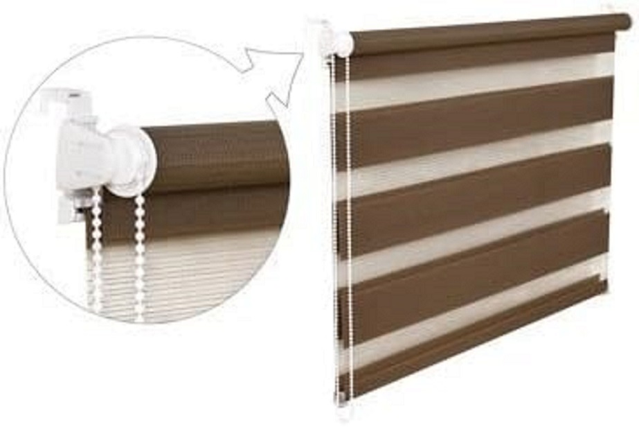 Doppelrollo Duorollo 45 cm breit 200 cm lang hellbraun mocca inkl. Seilzug Fensterrollo Klemmrollo J