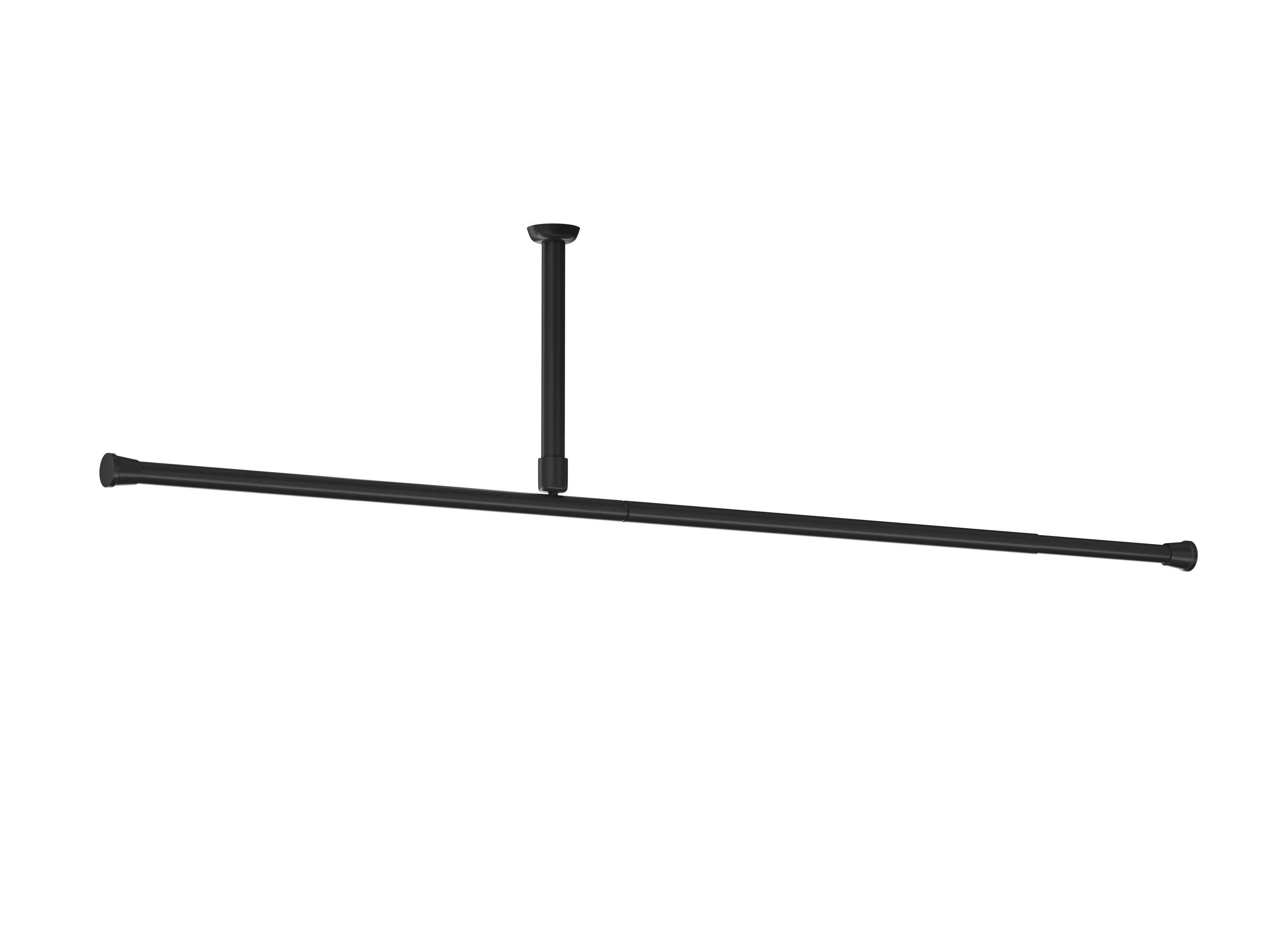 ALU DUSCHVORHANGSTANGE GARDINENSTANGE 4 m EXTRA LANG SCHWARZ 250-400 CM INKL. DECKENHALTERUNG