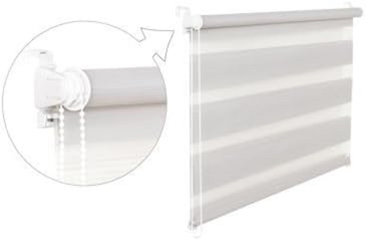 Doppelrollo Duorollo 55 cm breit 200 cm lang hellgrau inkl. Seilzug Fensterrollo Klemmrollo Jalousie