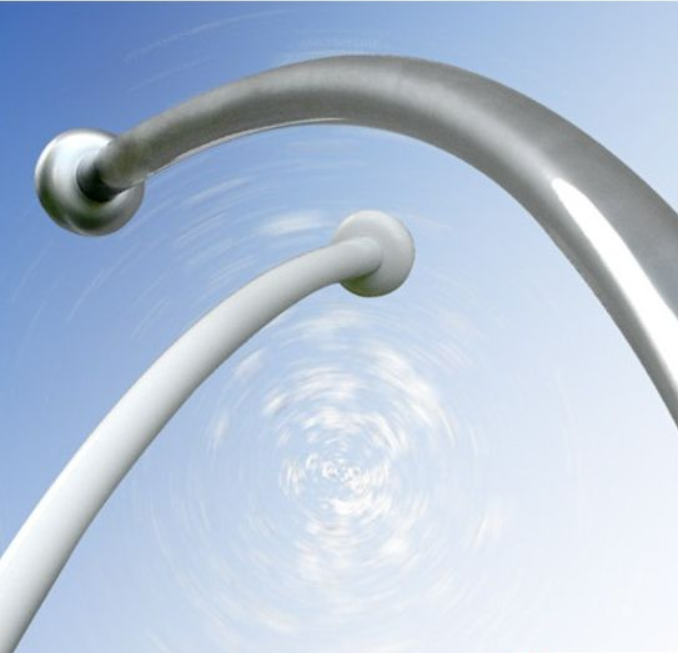 1 Bogenstange silber matt 80x80 cm Duschvorhangstange Ovalstange Duschvorhang