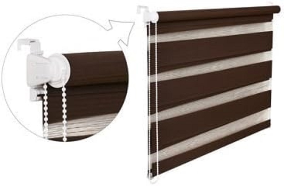 Doppelrollo Duorollo 45 cm breit 200 cm lang schoko braun inkl. Seilzug Fensterrollo Klemmrollo Jalo