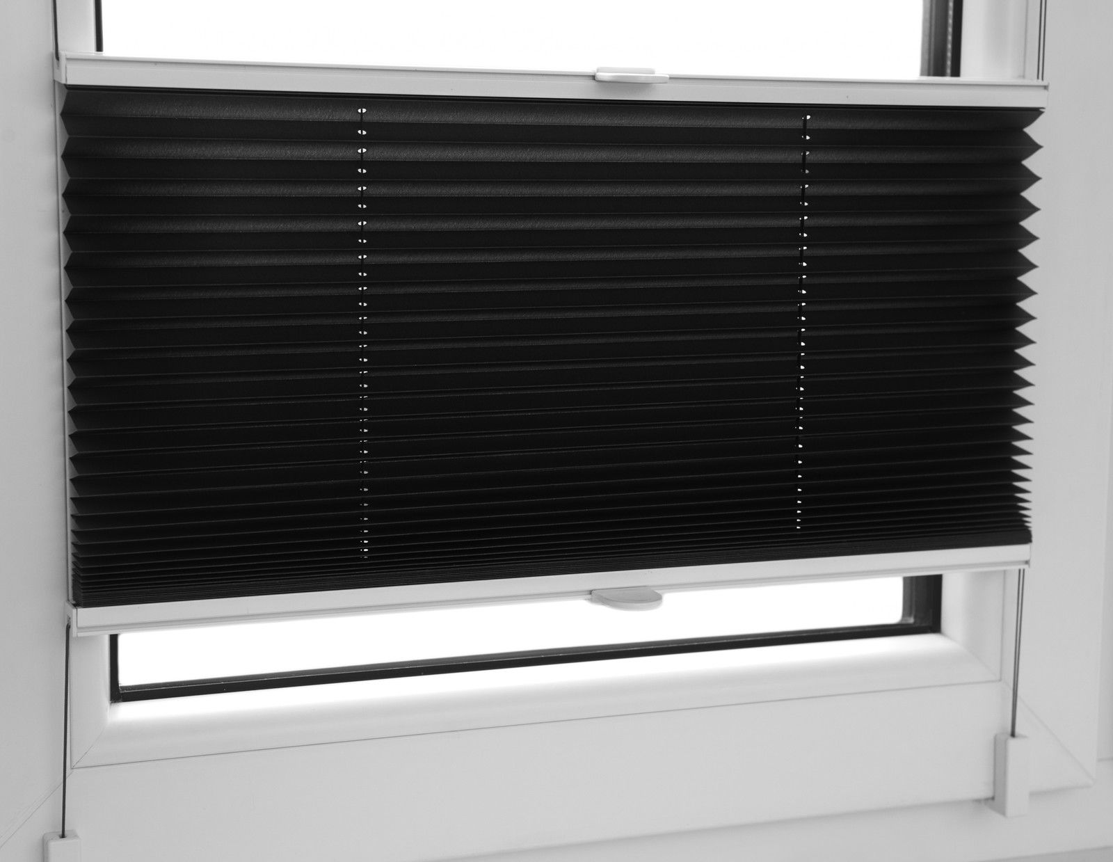 Plissee Faltrollo inkl. Klemmträger schwarz 35x120 cm Jalousie