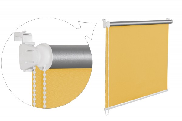 Thermorollo Verdunklungsrollo 80x200 cm gelb Fensterrollo mit Thermobeschichtung 100% Abdunklung in