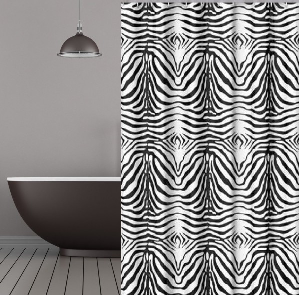 Textil Duschvorhang 240x180 cm Zebra schwarz weiss inkl. Duschvorhangringe