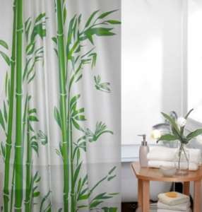 Peva Duschvorhang weiss grün Bambus 180x180 inkl. Duschvorhangringe