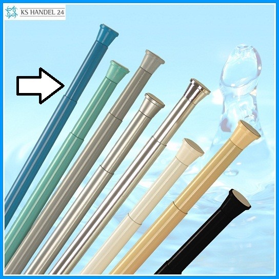 ALU Duschvorhangstange 140 cm - 250 cm blau Teleskopstange