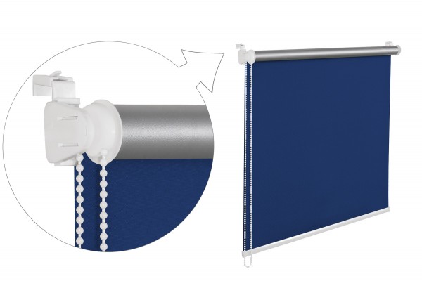 Thermorollo Verdunklungsrollo 60x150 cm blau Fensterrollo mit Thermobeschichtung 100% Abdunklung in