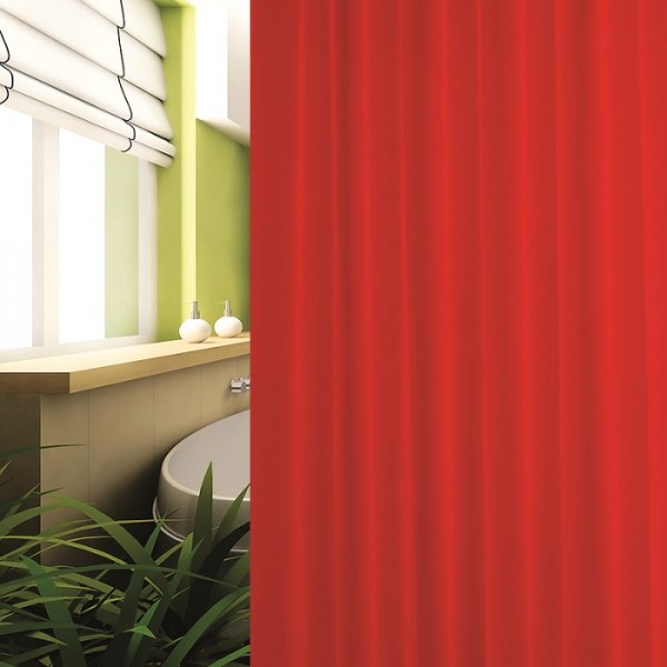 Textil Duschvorhang rot 240x230 cm inkl. Duschringe Spezialanfertigung Überlänge + Überbreite