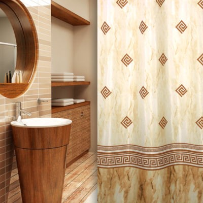 Textil Duschvorhang kolonial beige braun 240 x 180 cm inkl. Duschvorhangringe