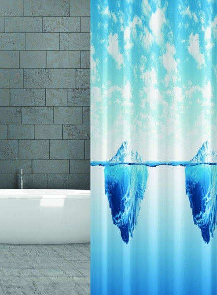 Textil Duschvorhang Eisberg Blau Weiß 240x180 cm