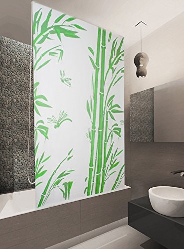 Basic Duschrollo 120x190 cm Modell Bambus weiss grün Duschvorhang!