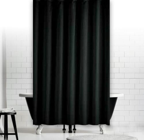Textil Duschvorhang Uni schwarz 120x200 cm inkl. schwarze Ringe