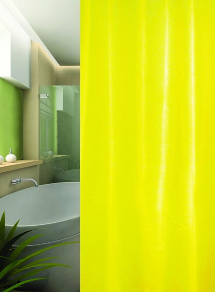 Textil Duschvorhang Uni gelb 180x200 cm inkl. Duschringe