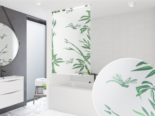 Basic Duschrollo 100x190 cm Modell Bambus weiss grün Duschvorhang!