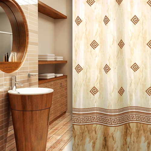 Textil Duschvorhang kolonial beige braun 180x200 cm inkl. Duschvorhangringe