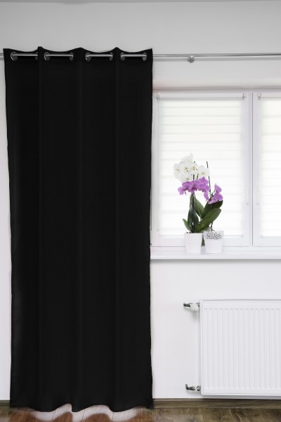 Ösenschal Fenstervorhang schwarz 145x175 cm Gardinenschal Dekoschal
