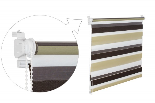 Doppelrollo 3-farbig! 50x200 cm schoko braun mocca TRIO Fensterrollo Jalousie | 60 cm breit ...