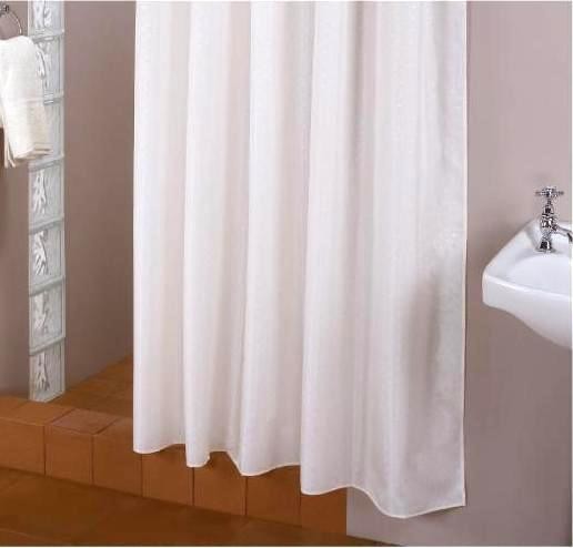 Textil Duschvorhang weiss 240 BREIT x 180 HOCH inkl. Ringe extra breit - extra kurz