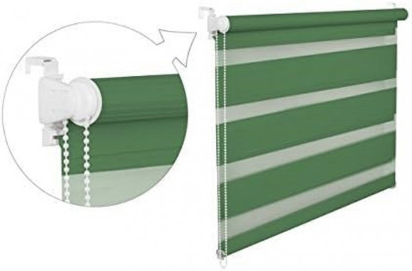 Doppelrollo Duorollo 45 cm breit 200 cm lang grün inkl. Seilzug Fensterrollo Klemmrollo Jalousie